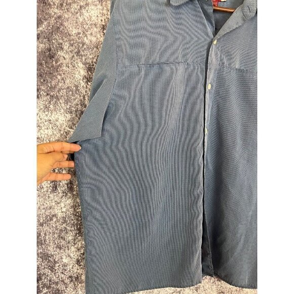 Vintage Guess Shirt Mens L Blue Micro Houndstooth Viscose Button Down Unique 90s - Picture 15 of 15